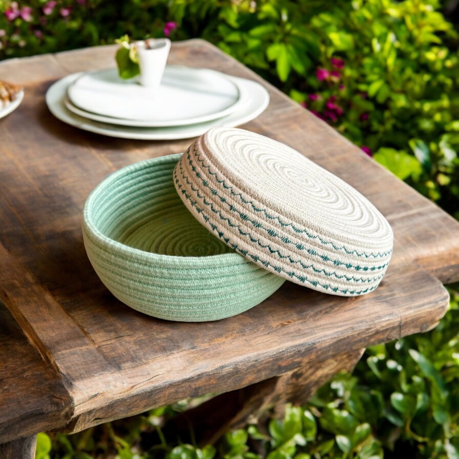 handmade cotton basket with Lid