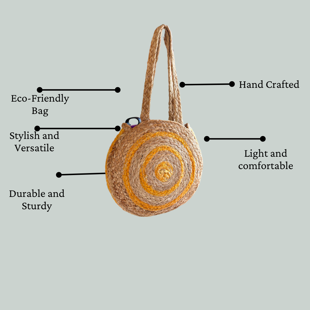 Handmade Jute Bag for Women | Shoulder/sling Bag for girls and women |Rope Tote Bag, Beach, Travel, Yellow