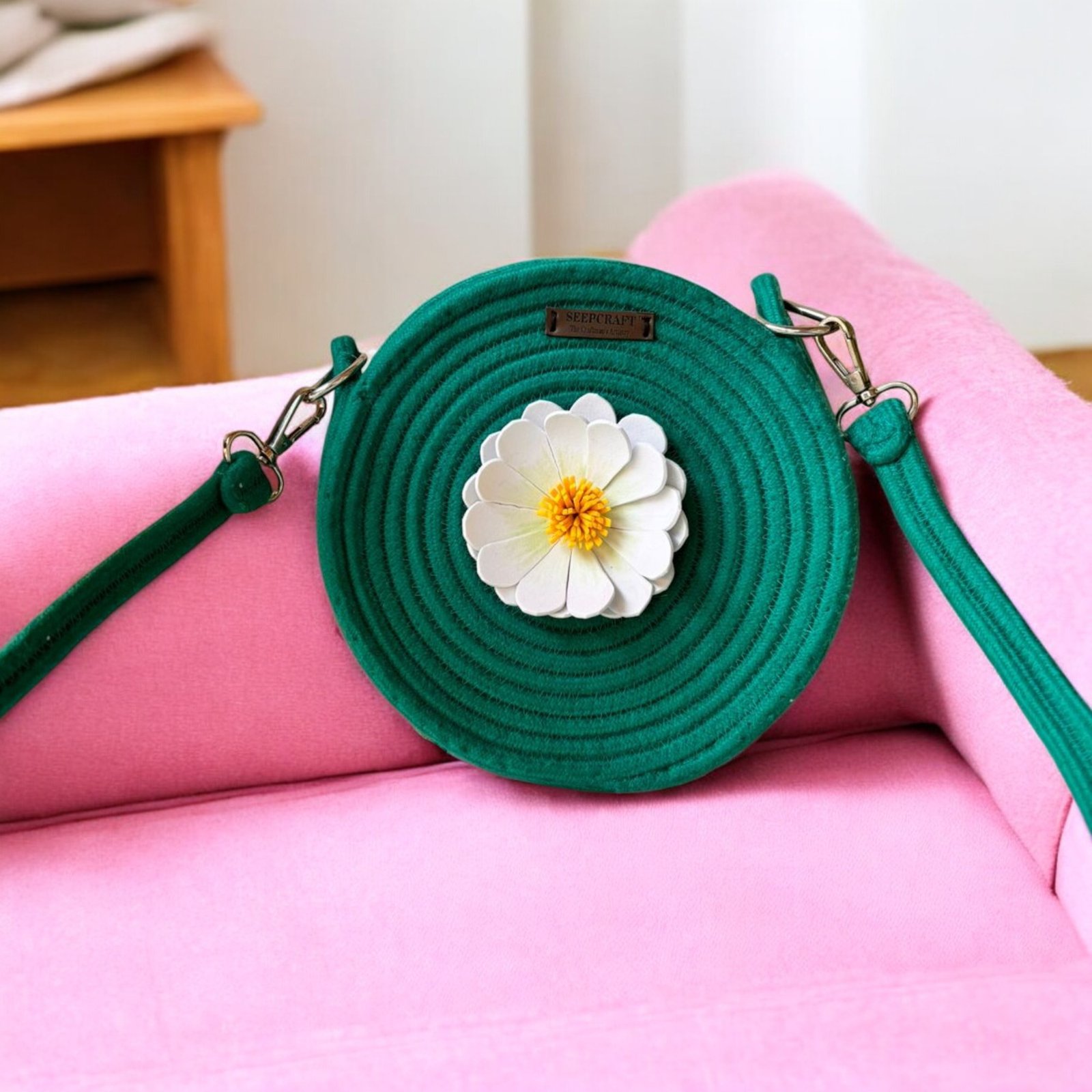 Handmade cotton shoulder bag