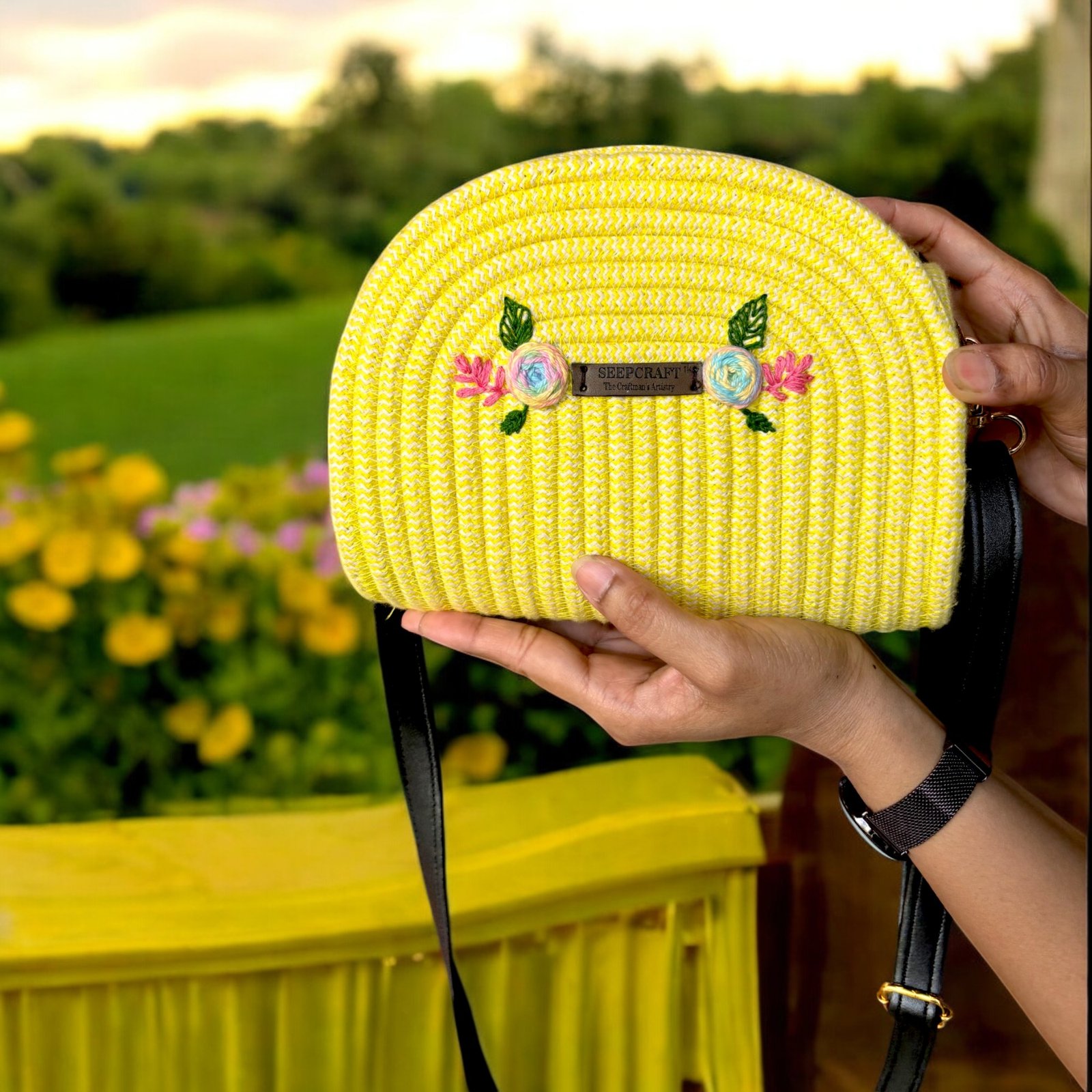 Embroidered sling bag for women